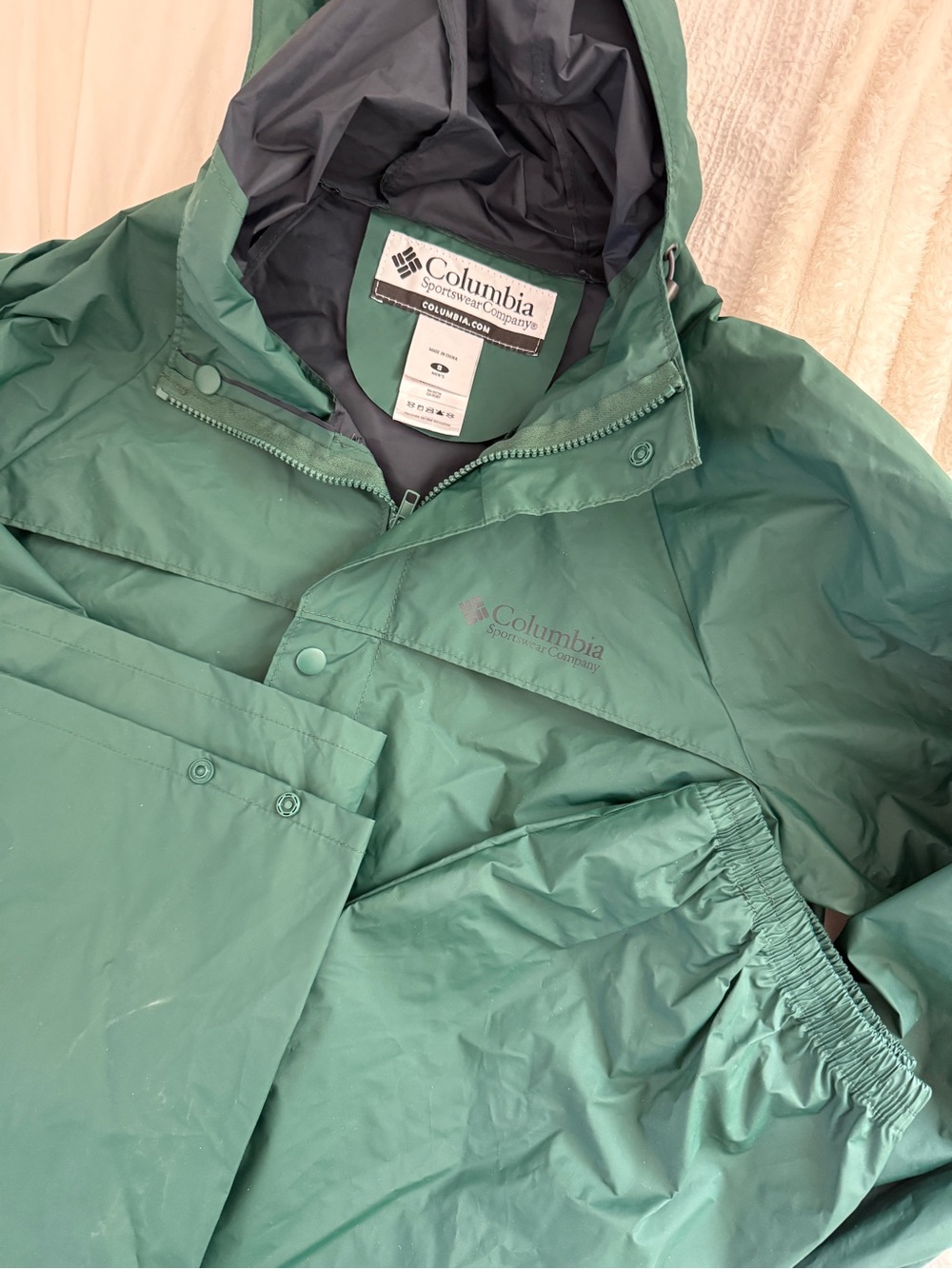 Columbia Waterproof Hooded Jacket and Pants Set - Teal Green